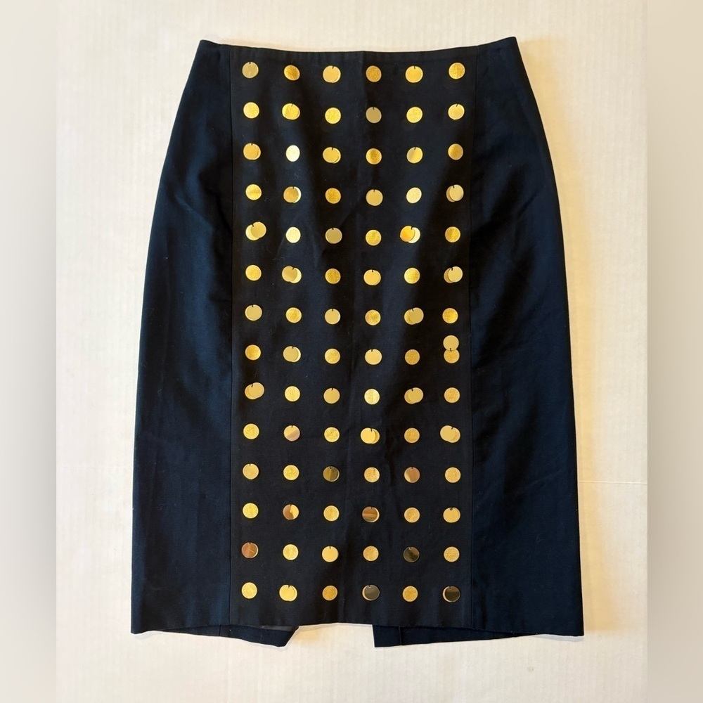 Kate Spade Saturday black with gold polka dots skirt size 4